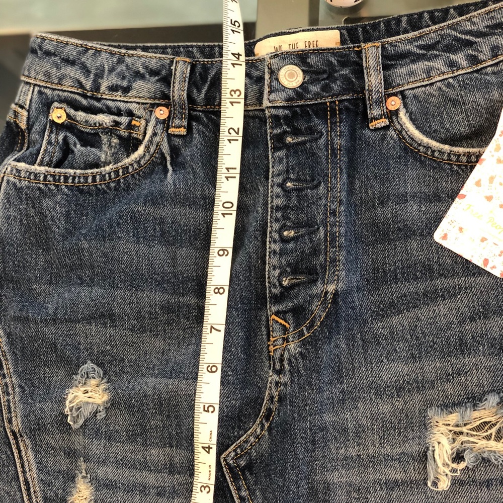 Free People Distressed A-Line Denim Miniskirt - Picture 8 of 8
